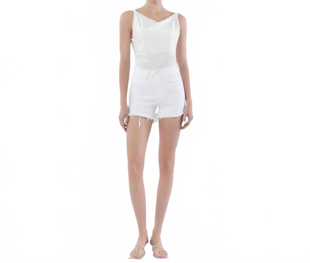 NEW LOVERVET super high rise frayed denim shorts in optic white